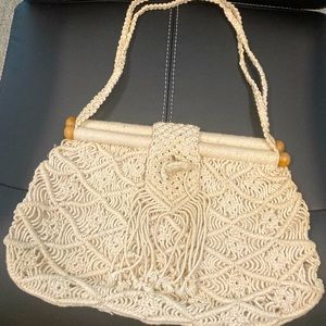 Light tan/Beige Crochet Style handbag
